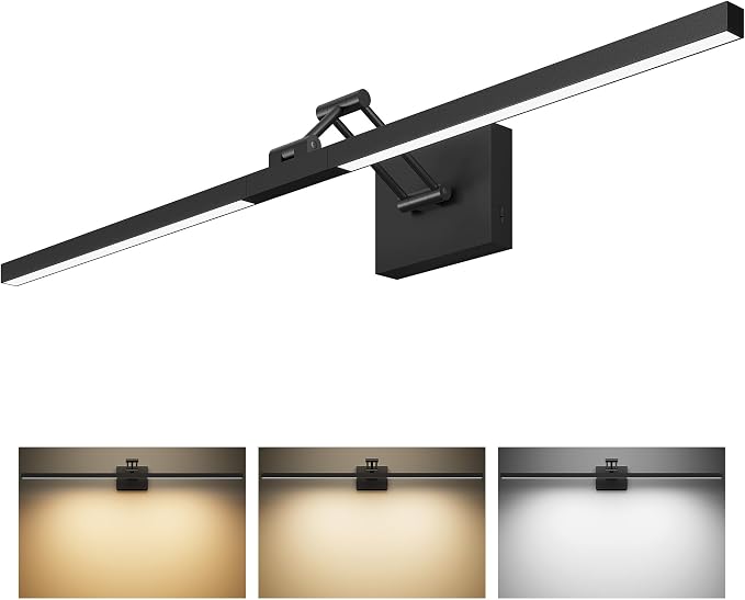 VONLUCE 36" LED Bathroom Vanity Light, 3CCT Modern LED Vanity Lights with 360° Rotatable Head & Swing Arm, 15.4W Bathroom Light Fixture Over Mirror, LED Lights for Bathroom Bedroom, Matte Black