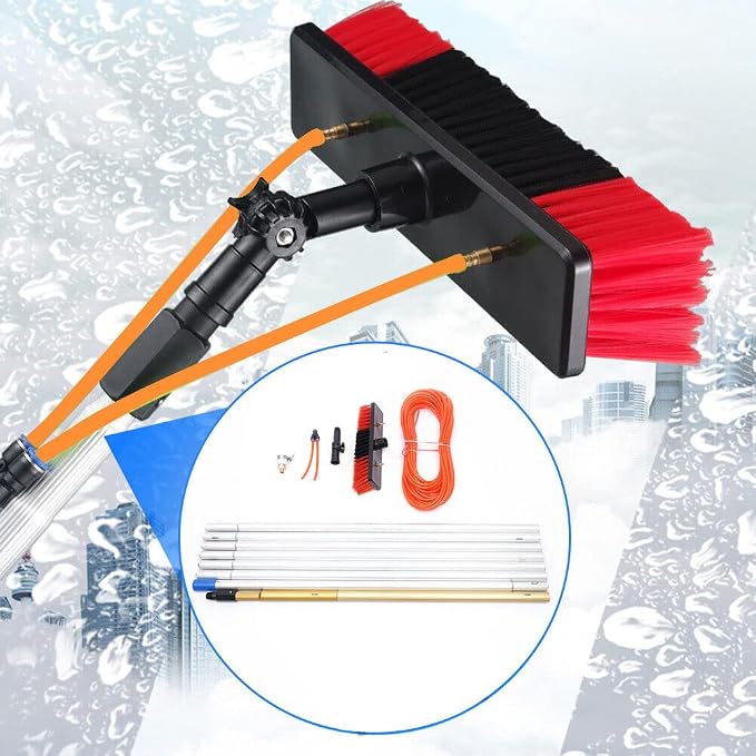 Water Fed Pole Kit, Lightweight 26 Feet Pole - Window Cleaner Window Glass Solar Panel Cleaning System Washing Equipment Tool Solution