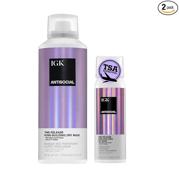 IGK Antisocial Dry Hair Mask – Leave-in Overnight Mask | Hair Bond-Building Treatment for Dry Hair | Overnight Hydration & Shine | Repairs, Softens & Perfect for Extensions | Full + Travel