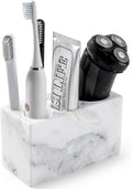 BCS Toothbrush Holder for Bathrooms, 6 Slots Open-Bottom Marble Toothbrush Organizer, Makeup Brush Stand Toothbrush Storage Collection for Bathroom Countertop Vanity Organization - Grigio Fantasy
