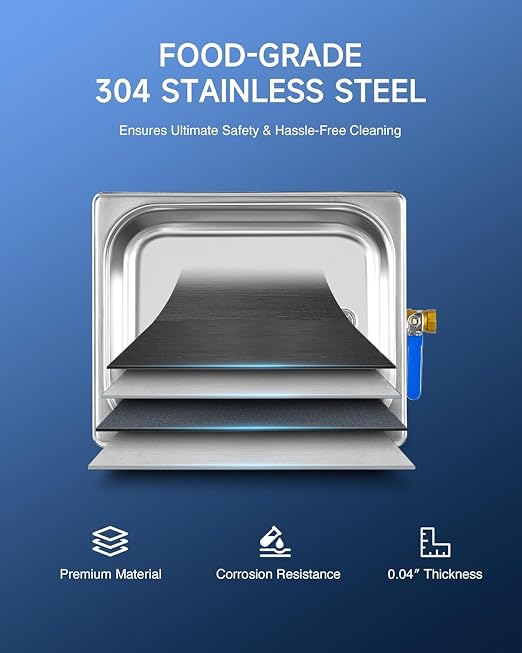 CREWORKS 10L Digital Ultrasonic Cleaning Machine with Heater & Timer, 240W Stainless Steel Ultrasonic Washing Machine, 2.6 gal Sonic Parts Cleaning Machine for Jewelry Glasses Auto Tool Machine Part