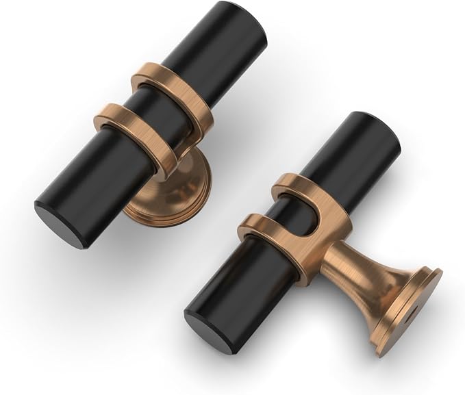 Asidrama 6 Pack Champagne Bronze and Matte Black Cabinet Knobs Heavy-Duty Solid Kitchen Cabinet Pulls Champagne Gold Dresser Drawer Hardware for Cupboard