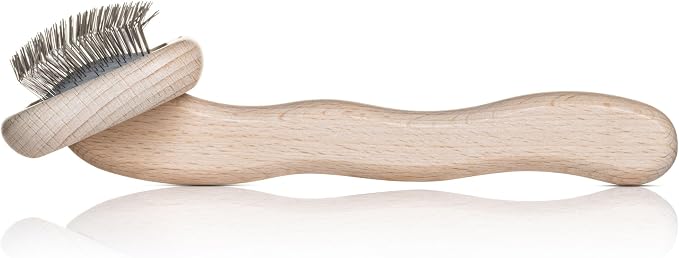Chris Christensen Mark I Slicker Brush for Dogs, 12mm Pins, Groom Like a Pro, Handcrafted Lightweight Beechwood Ergonomic Handle, Stainless Steel Pins, A5I X-Small. Made in Germany.