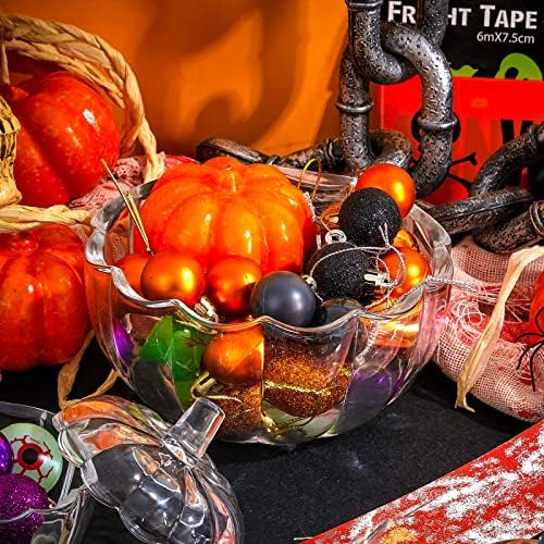 2 Pcs Glass Pumpkin Candy Jar with Lid Halloween Fall, 70 Oz,20 oz, Clear