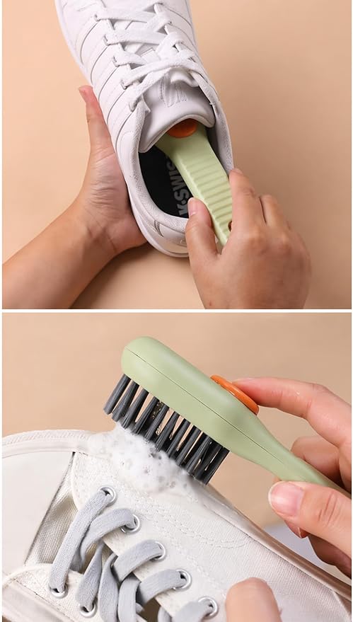 SODEF Shoe Cleaning Brush with Detergent Dispenser for Sneakers and Boots, Practical Cleaning Tool, Washable, One Size