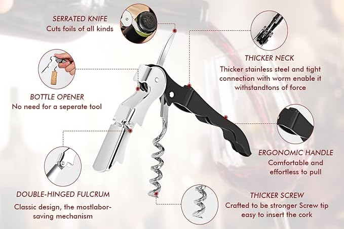 Kit-Home Professional Waiter Corkscrew Wine Openers Set (50 PCS),Upgraded with Heavy Duty Stainless Steel Hinges Wine Key for Restaurant Waiters, Sommelier, Bartenders