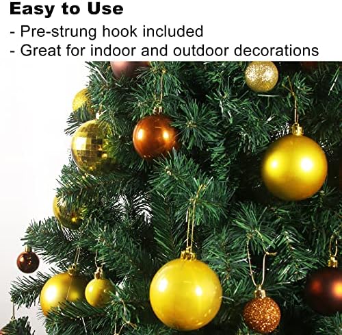Bronze & Gold 2.5" Christmas Balls Christmas Tree Decoration Ornaments Shatterproof Hanging Balls for Birthday Halloween Holiday Wedding Decorations Set of 36pcs