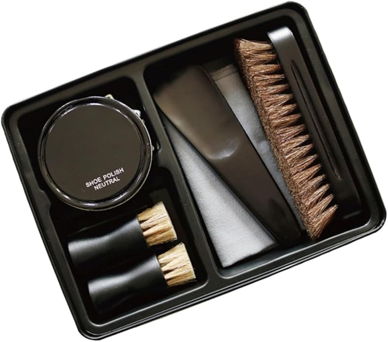 DOITOOL Leather Shoe Care Set with Dark Cream Polish and Shoe Brush for Effective Cleaning and Convenient Use for Boots Suitable for Men and Women