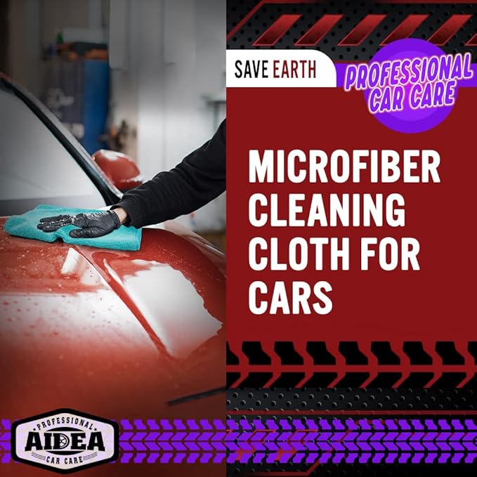 AIDEA Microfiber Cleaning Cloth, 400PK, Microfiber Towels for Cars, Shop Towels Cleaning Rags, Premium Wash Cloths, Absorbent Towel for SUVs, House, Kitchen, Window, Cleaning Supplies 12×12"