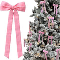 12Pcs Pink Velvet Bows Christmas Tree Decorations,5in x 10in Xams Ornaments