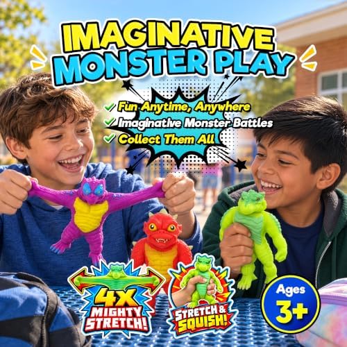 JA-RU Mighty Monster Squish Stretchy Figures, 3-Pk (1 of Each), 3+