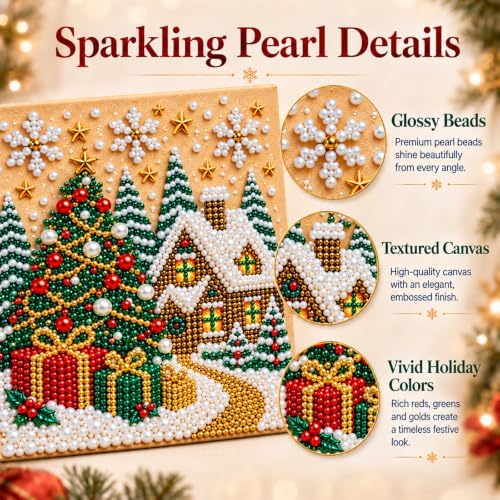 Diamond and Pearl Art Kits for Adults, Christmas Decorations, Framed Decor