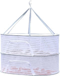Foldable Drying Net for Vegetables, Fish, and Dehydrated Goods, Multi-tiered Food Drying Net, Versatile Drying Rack, Windproof Design, Zipper Closure for Insect Protection (White, Dual Layer)