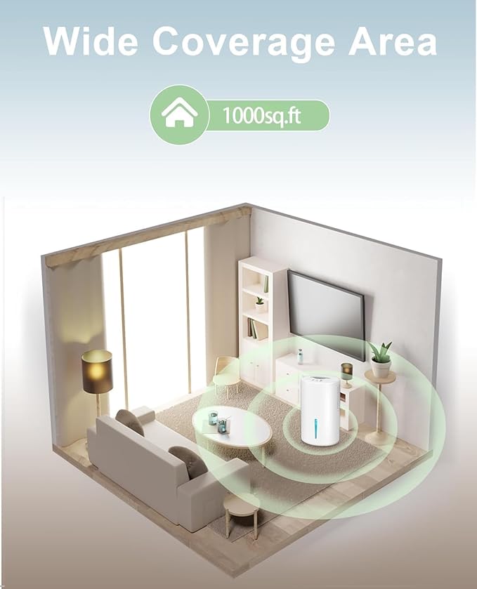 Small Dehumidifier for Bedroom up to 1000 Sq.Ft, 68 OZ Water Tank Dehumidifier for Home with Auto Shut-Off, Mini Dehumidifier with 7 Color LED Lights for Bathroom, Basement, Closet, Garage, RV