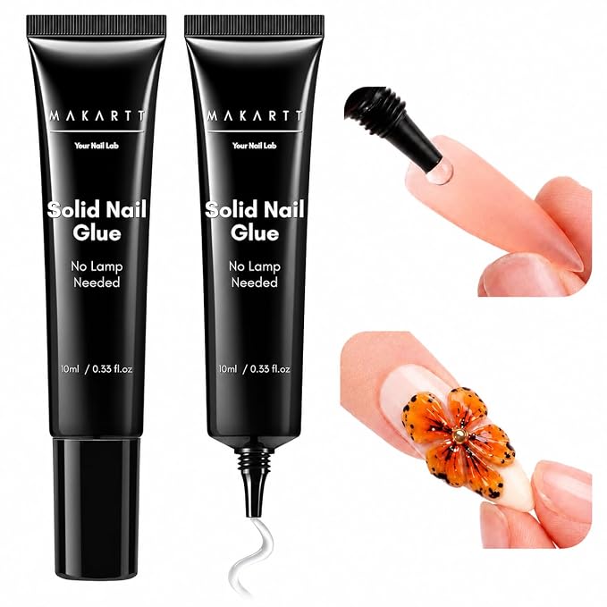 Makartt Press On Nail Glue: No UV Lamp Needed, 20s Air Dry Adjustable for Beginners, Strong Hold, Semi-Solid Precise Control, Easy for Press-On Users At-Home DIY, Hema-Free for Sensitive Nails 10ml*2