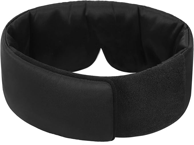 ALASKA BEAR Weighted Silk Eye Mask for Sleeping, Microwavable Beads Filled | Heavy Facemask, Wraparound Style, Wide Headband and Large Ear Coverage, Compression
