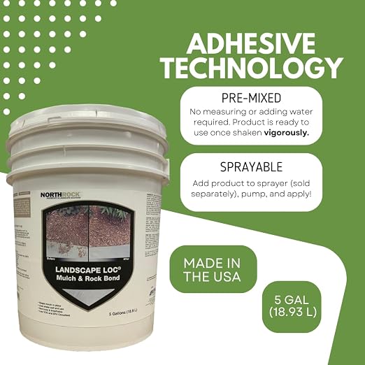 Landscape Mulch Glue 5 Gallons – Pet and Plants Safe Rock Bond | Landscape Loc Mulch & Rock Bond, Glue for Landscaping, Binding for Mulch & Rock, Locking Adhesive, Spray