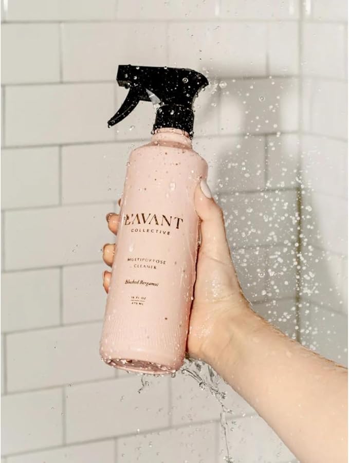 L'AVANT Collective Luxury Home Essentials High Performing Dish Soap, Hand Soap, Multipurpose Cleaner Spray, Scrub Brush, Lucite Tray Luxurious Ingredients Reusable Bottles (Blushed Bergamot)