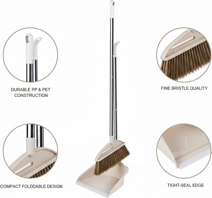 Foldable Broom and Dustpan Set, Compact Cleaning Tool for RV, Camper, Small Apartment (Set of 2)