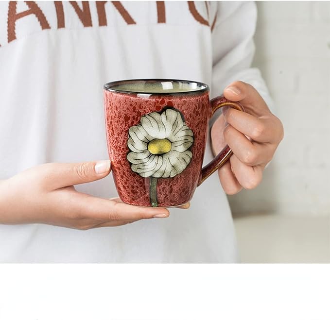 Ceramics 12oz Coffee mugs,Coffee cups,Tea mugs,Kiln Glazing Process,Microwave and Dishwasher Safe, Perfect For Tea, Espresso, Latte - Porcelain Mugs for Kitchen or Cafe (Red+Blue+Green+Pink)