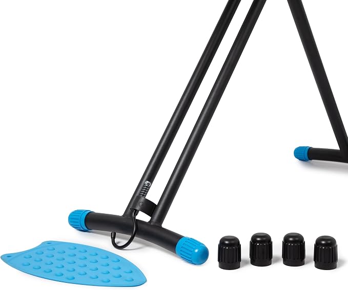 NUVO 36" Black Ironing Board with Iron Rest, Hanging Hook & Silicone Pad | Compact 36-inch ironing board with sturdy legs, 4-layer cover pad, iron rest, hanging hook, and silicone pad for easy storage