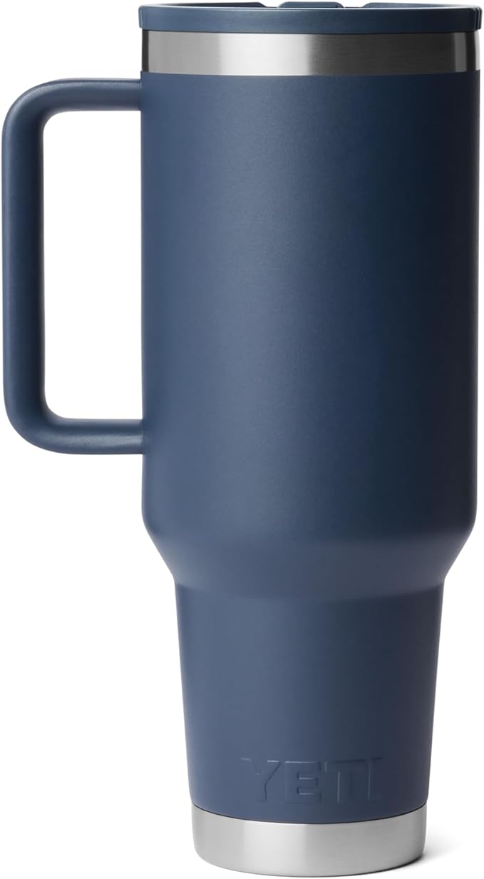 YETI Rambler 40 oz Travel Mug with Flip Straw Lid – Stainless Steel, Vacuum Insulated, Leakproof, Cup Holder Friendly, Navy