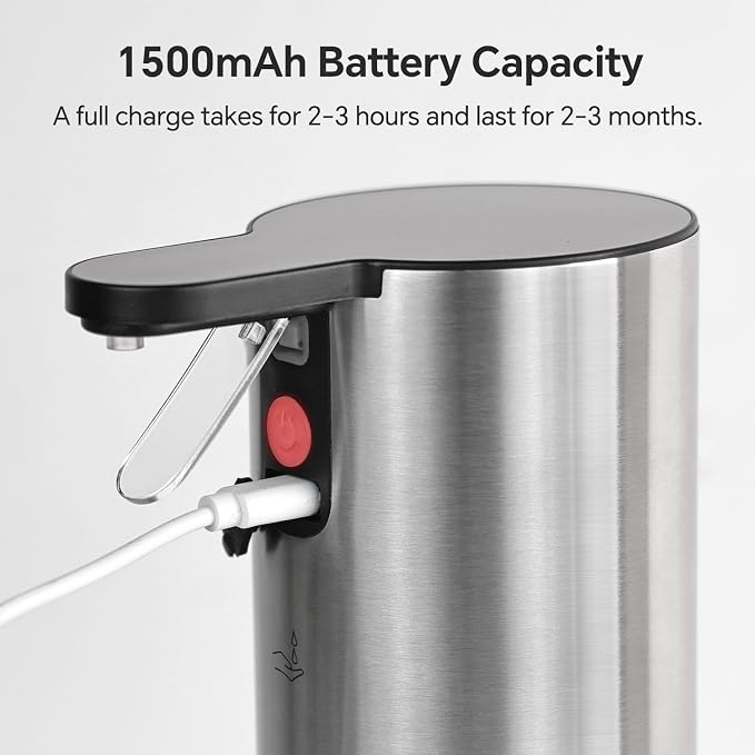 LAOPAO Electric Dish Soap Dispenser for Kitchen, Rechargeable Touch Liquid Hand Soap Dispenser for Bathroom, Stainless Steel Soap Pump, Water-Resistant,11.8oz, Xmas Gift