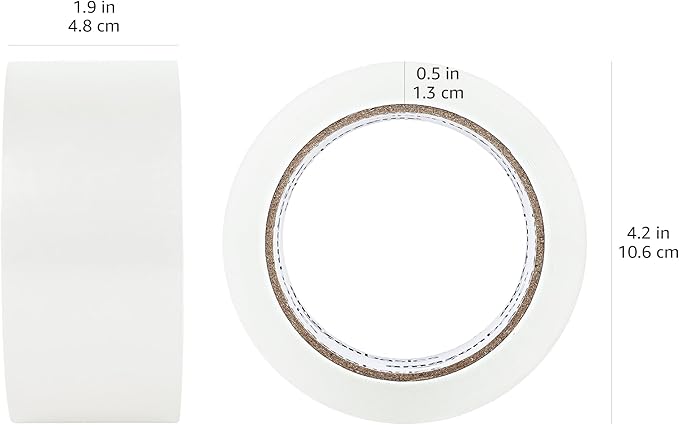 Amazon Basics Strong Plastic Adhesive Packing Tape for Shipping, Sealing Boxes, Moving and Storage, Clear, Low Odor, 1.88 in x 54.6 yds, 12-Pack