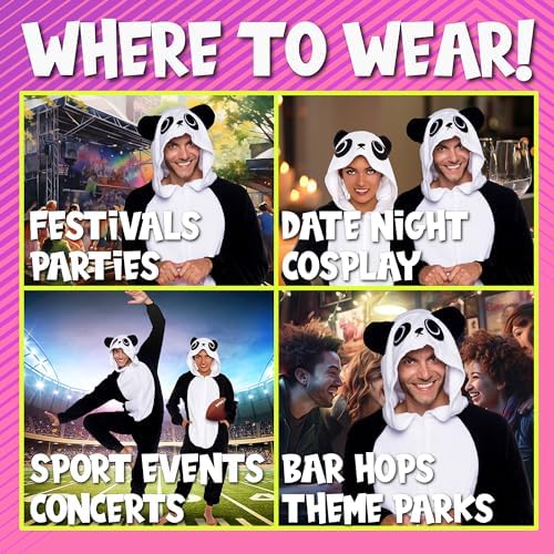 Funziez! Slim Fit Adult Onesie - Animal Costume - Plush Unisex Halloween One Piece Cosplay Suit for Women and Men