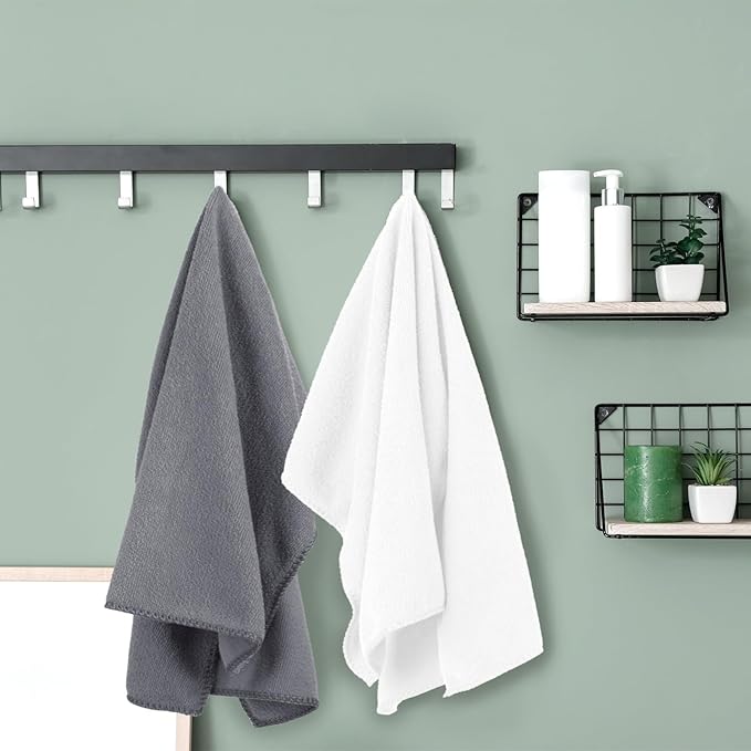 JML Large Microfiber Bath Towels Set of 6, 30" x 60", Grey Floral, | Soft,Super Absorption, Quick-Drying Perfect for Shower, Sauna, Yoga, Gym, Beach, Pool, Sport