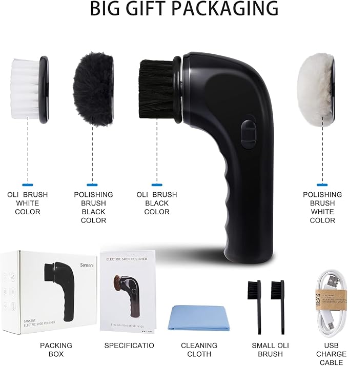 Electric Shoe Shine Kit, Sansent Electric Shoe Polisher Brush Shoe Shiner Dust Cleaner Portable Leather Care Kit for Shoes