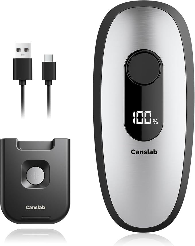 Canslab IRON Electric Can Opener, with LED Battery Track, Stainless Steel | Smart Auto Stop, Heavy-Duty, Wall-Mountable, Side Cut Smooth Edge, Professional-Grade Blade, USB-C Rechargeable, Hands-Free