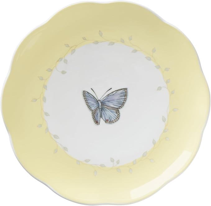 Lenox Butterfly Meadow Porcelain Dessert Plates, 8 Inch, Set of 4 | Dishwasher safe | floral design | kitchen and dining essential, gift for women, dinnerware, plates gift