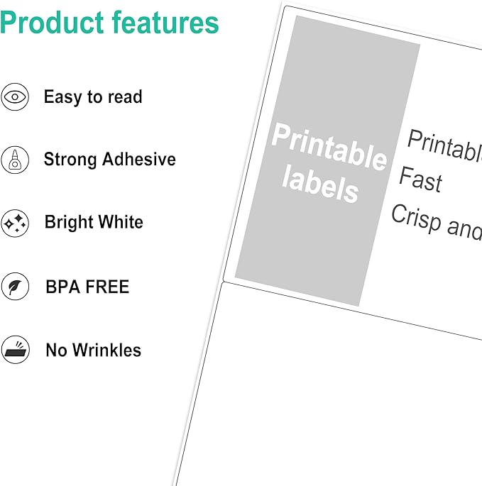 L LIKED 60 Half Sheet Shipping Labels, 2 per Sheet, 5.5 x 8.5 inchh, for Laser & Inkjet Printer - 30 Sheets