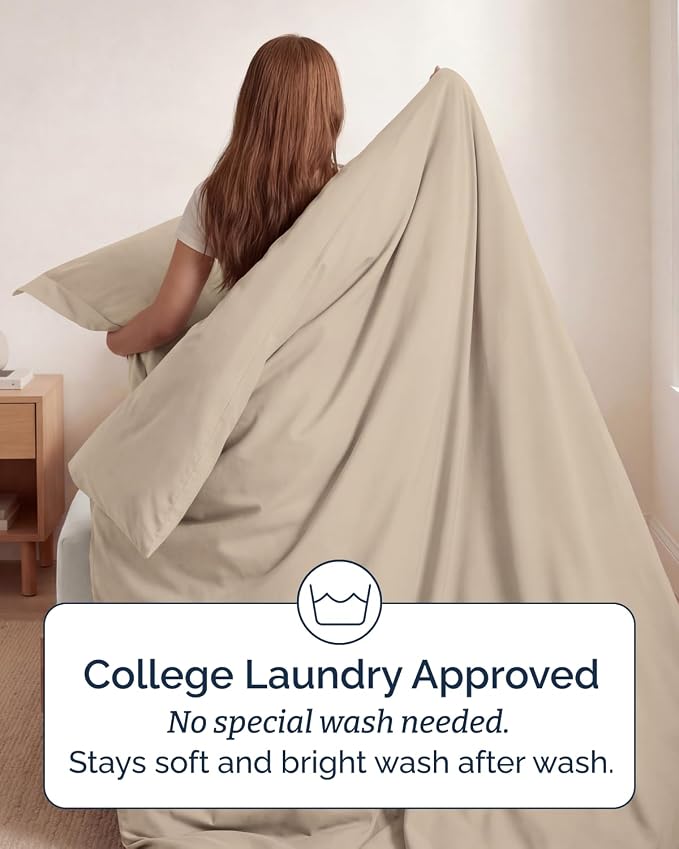 Duvet Cover Twin/Twin XL Size Set - Extra Soft Twin/Twin XL Duvet Cover 68" x 90" with 1 Pillow Sham for Women, Men, Kids & Teens - Comfy, Easy-Care & Fade Free with Zipper Closures and Ties (Wheat)