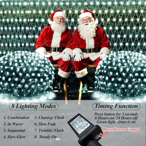 400LED Net Lights Outdoor, 13ft x 13ft Large Christmas Net Lights 8 Modes