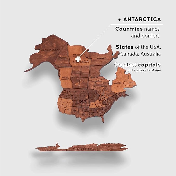 ENJOY THE WOOD 3D Wood World Map Wall Art Large Wall Décor - World Travel Map - Any Occasion Gift Idea - Wall Art for Home & Kitchen or Office (Large, Oak)