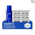 Harry's Original Shaving Kit for Men - 6 Razor Blade Refills, Foaming Shave Gel, and Travel Blade Covers - TSA Approved Travel Essentials - German Engineered