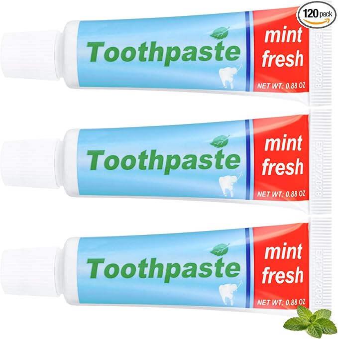 twoworld 120 Toothpaste in Bulk 0.88oz,Mini Toothpaste Travel Size | Travel Toothpaste Bulk Mint Scent TSA Compliant for Hotel Camping Gym Office School Homeless