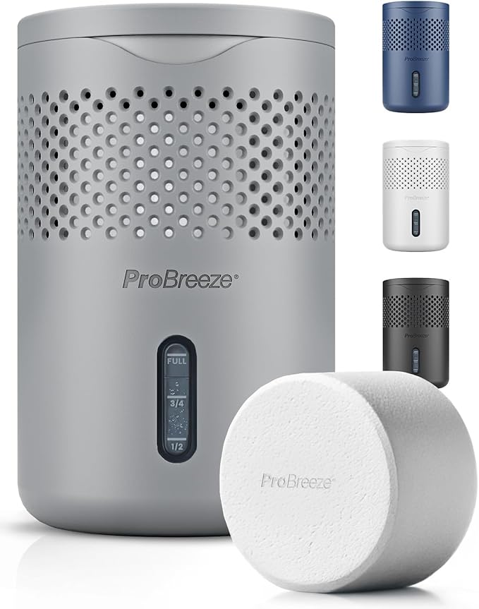 Pro Breeze Osmo® Dehumidifier, Silent & Refillable Moisture Absorber for Home, Bedroom, Wardrobe and Bathroom,1.54lb Refillable Tablet, Grey