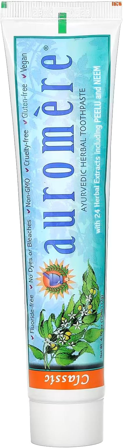 Auromere Ayurvedic Herbal Neem & Clove Toothpaste - Classic Licorice, 6 Pack
