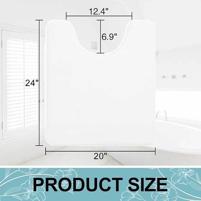 Smiry Memory Foam Toilet Rugs U-Shaped 24x20, Extra Soft Absorbent Non-Slip Contour Bathroom Rugs, Machine Washable Bath Mats for Toilet, White