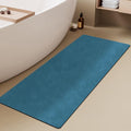 TYUU Bathroom Mat Quick Dry, Bathroom Rugs Non Slip Washable Thin Absorbent Bath Mat Fits Under Door Bathroom Floor Mat Perfect for Bath, Shower, or Sink 17"x59" Denim Blue