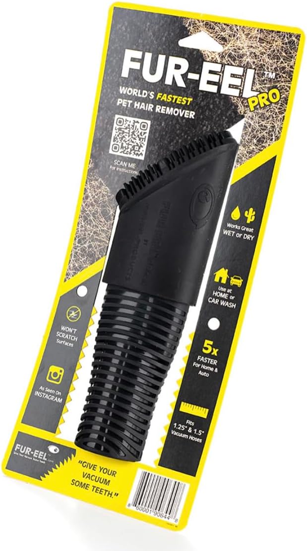 Buff Brite Fur Remover PRO II (2.0) with Fang Adapter - Dog and Cat Grooming Tool, Vacuum Attachment for Pet Hair Removal