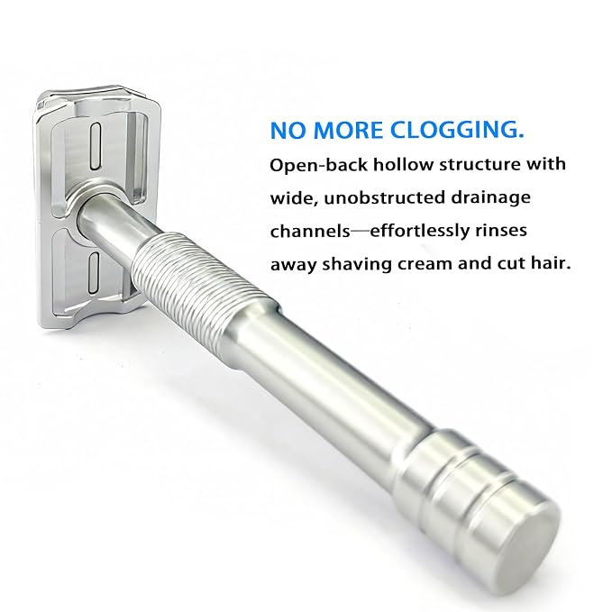 KAMPFE Shaving Razor CNC Aluminum Double Edge Safety Razor Contains 5 Blades.Perfect Fixed Shaving Angle With Superior Blade Rigdity.Aggress Type Reusable Single Blade Razors for Men and Women