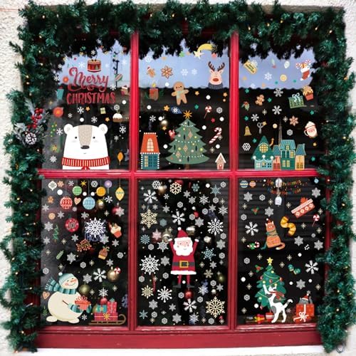 Christmas Window Clings for Glass Windows, Stickers for Window Decorations