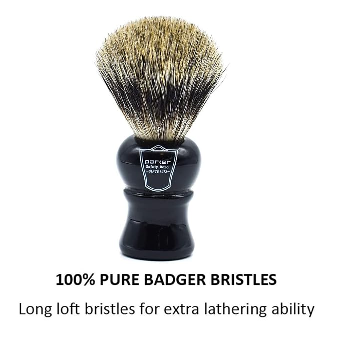 Parker Long-Loft 3-Band Pure Badger Bristle Shaving Brush – Premium Soft Bristle Brush for Rich Lather with Shaving Soaps & Creams