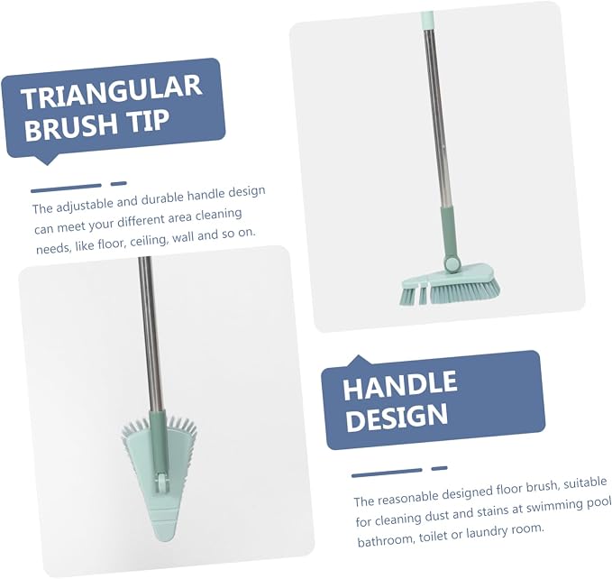 HANABASS 2pcs Floor Scrub Brush Handle Hard Bristle Cleaning Tool for Swimming Pools Bathrooms and Kitchens Rotating Head for Hard Reach Areas