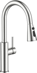 FORIOUS Kitchen Faucet with Pull Down Sprayer, High Arc, Brushed Nickel | Stainless Steel Single Handle Kitchen Sink Faucet 1 or 3 Hole, Suitable for Farmhouse, Camper, Laundry Room, Rv, Outdoor