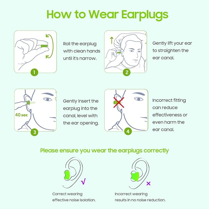 50 Pairs Foam Ear Plugs for Sleeping Individually Wrapped 32dB - Ear Plug Noise Reduction Safety Soft Earplugs for Construction Shooting Industrial Work Use